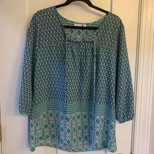 Kim Rogers Teal Boho Blouse